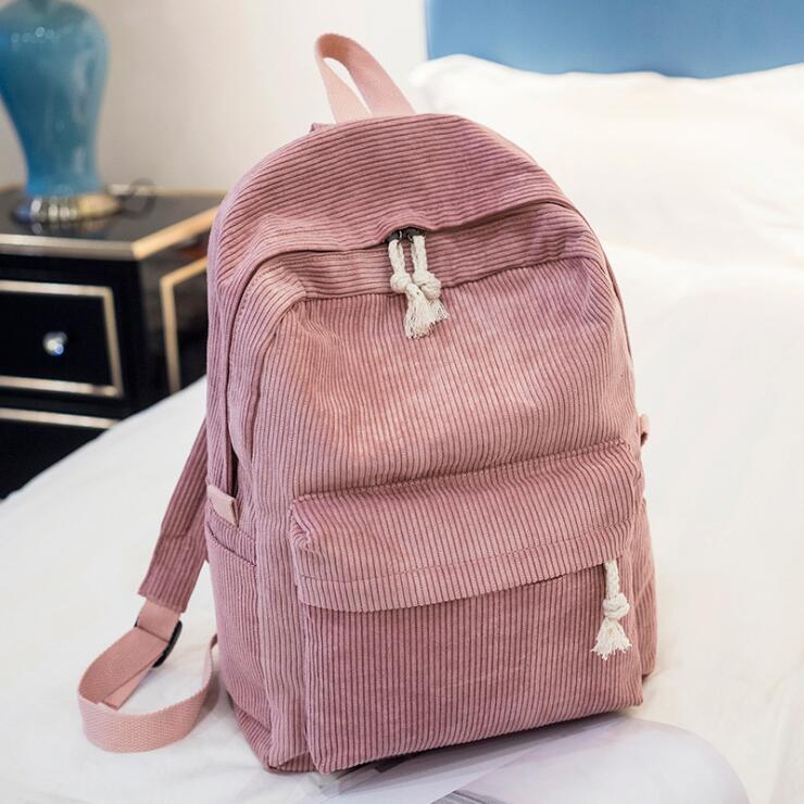 pink corduroy backpack