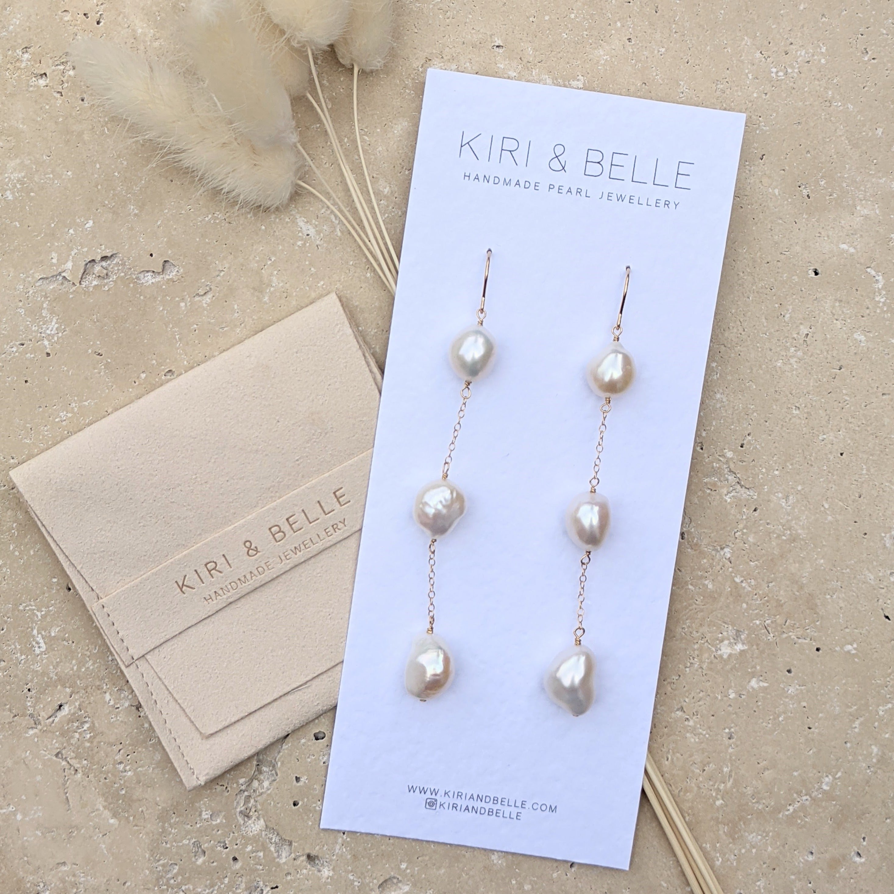 Long Pearl Earrings - Kiri & Belle