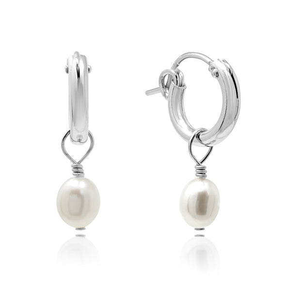 Small Pearl Hoop Earrings - Kiri & Belle