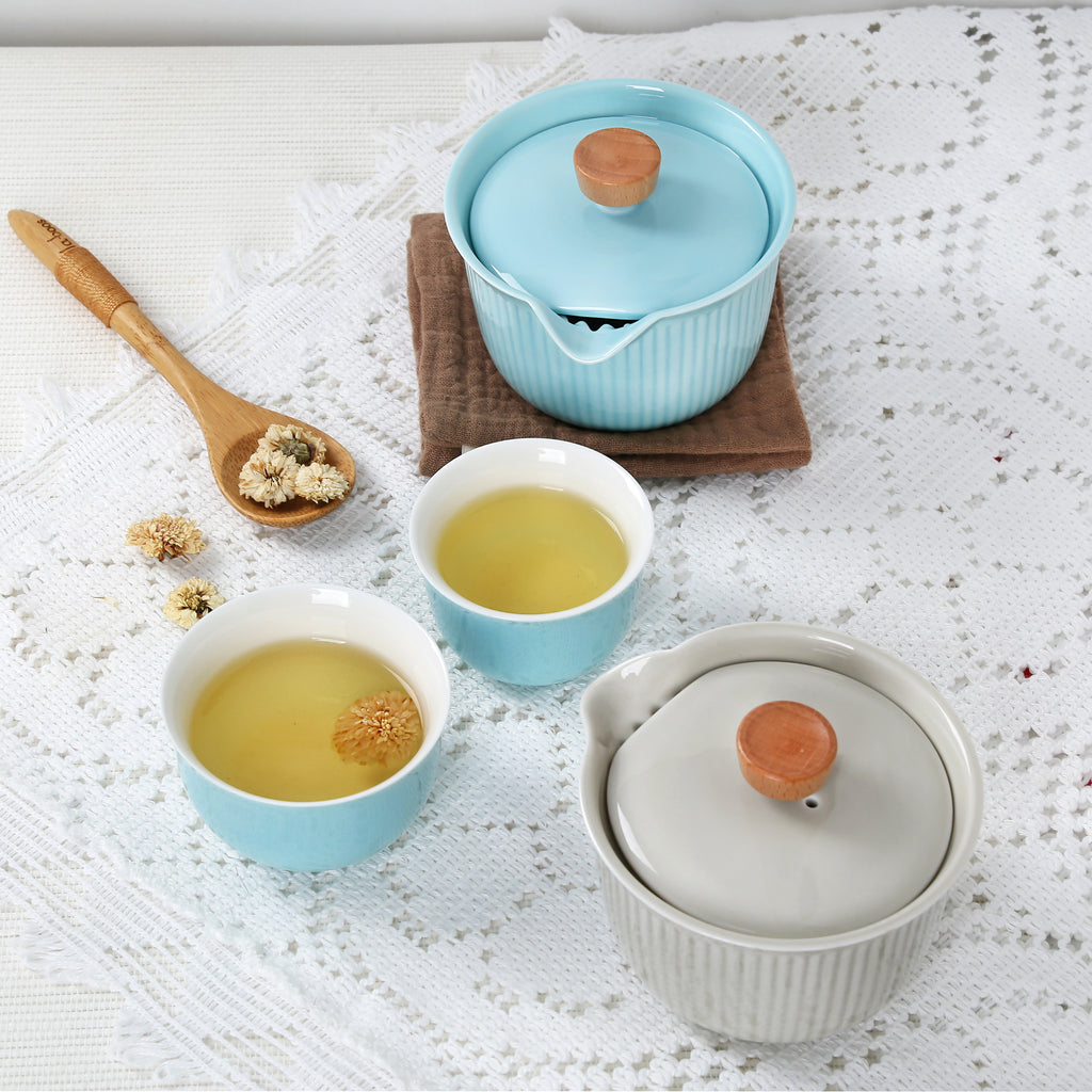 ceramic portable tea set-burnt cream sharing set 04