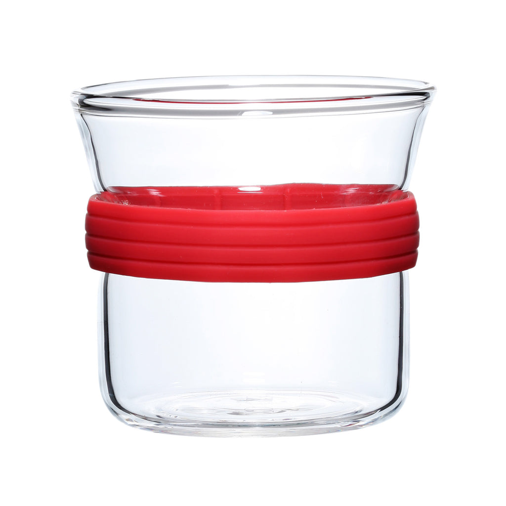 Glass Cup Set-Colourful Ring Glass Cup 2pcs red