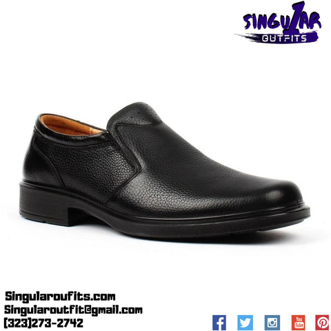 No lace black work shoes for men