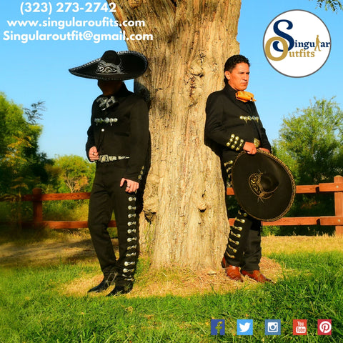 black and silver & black and gold mariachi suits for sale for men Singular Outfits
