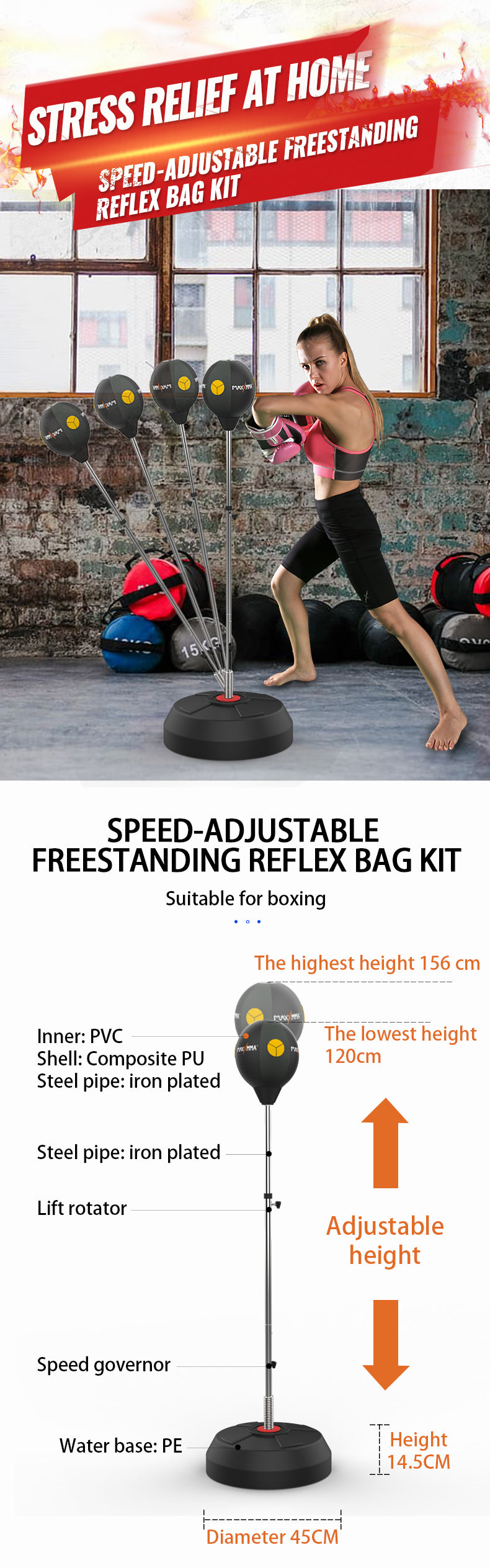 Speed-Adjustable Freestanding Reflex Bag Kit – maxxmma-world