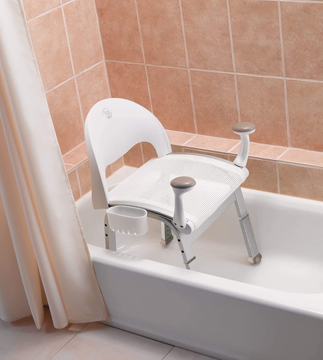 Adjustable Safety Shower Chair with Back and Arm Rests for elderly