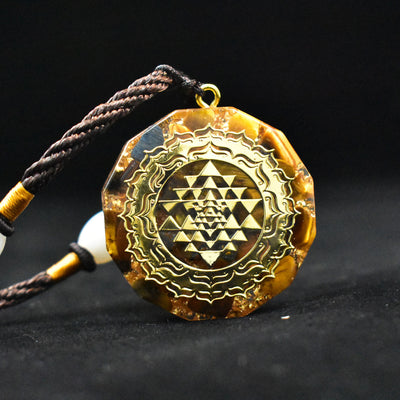 Heilige Sri Yantra Orgonit Halskette - Tigerauge - Necklace - TaoTempel