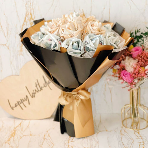 Rose Money Flower Bouquet Gift for Her ( Single Stalk)| Origami Rose made  from Real Cash (Bank Notes not inclusive (3 day pre-order)