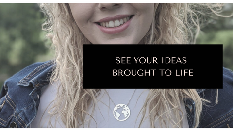 Bespoke Design. See your ideas brought to life - girl smiling with silver globe necklace 