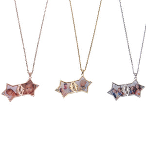 Personalized Star Foldable Frame Necklace With Two Pictures