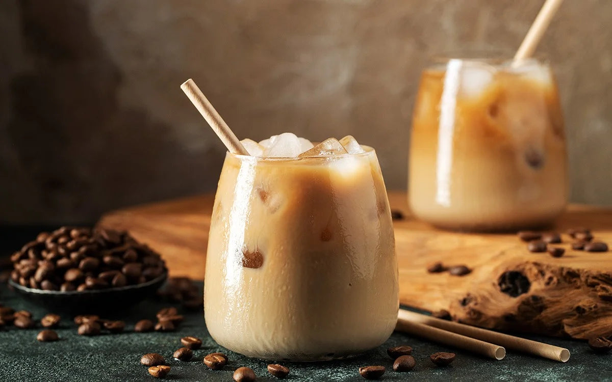 Glass of iced latte coffee