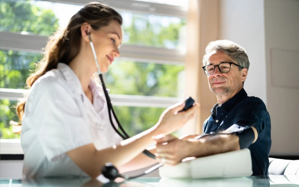 man getting check-up