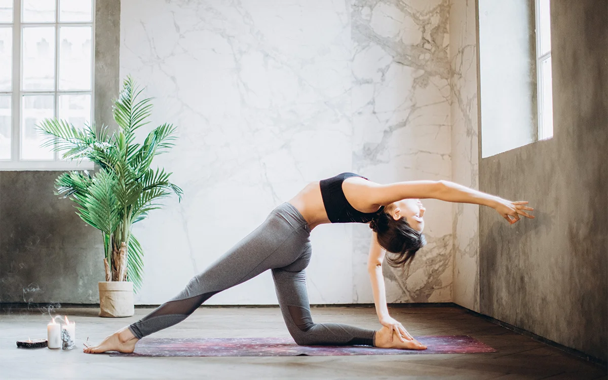 Energetic woman doing yoga