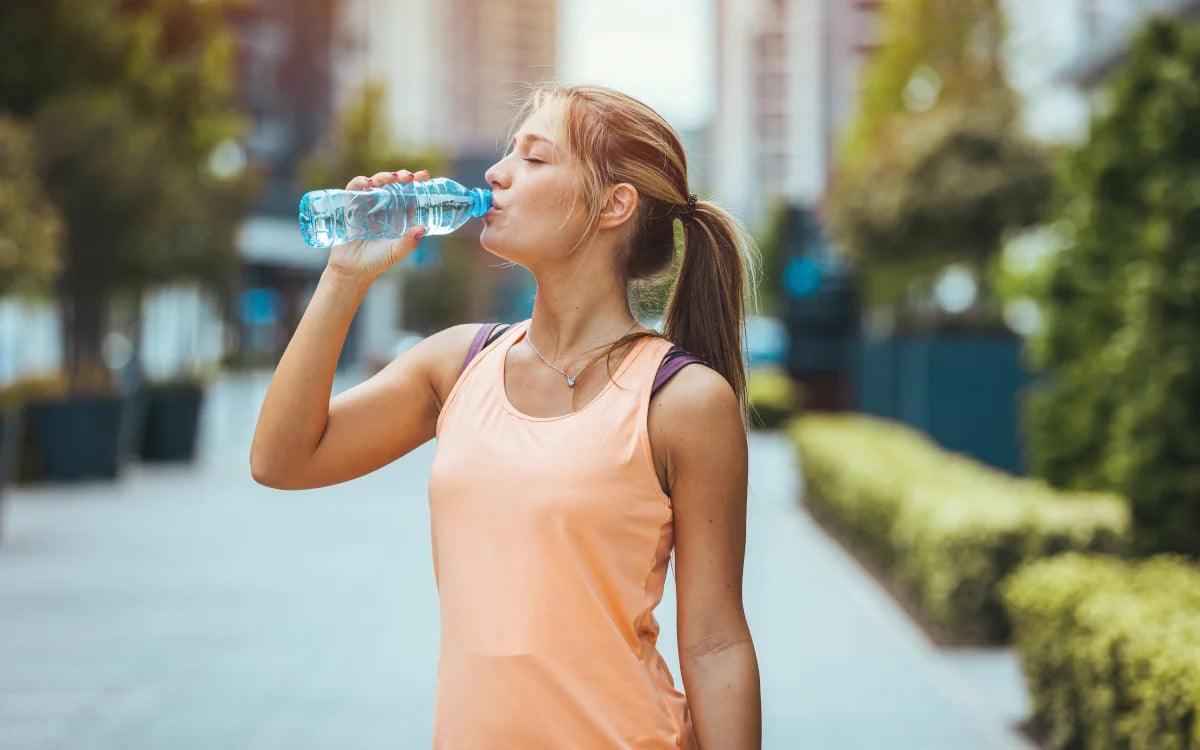 Woman Drinking A Bottle Of Water