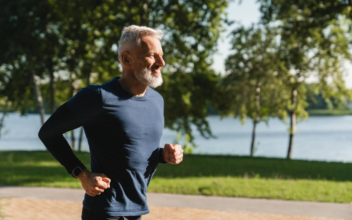 old athletic person running