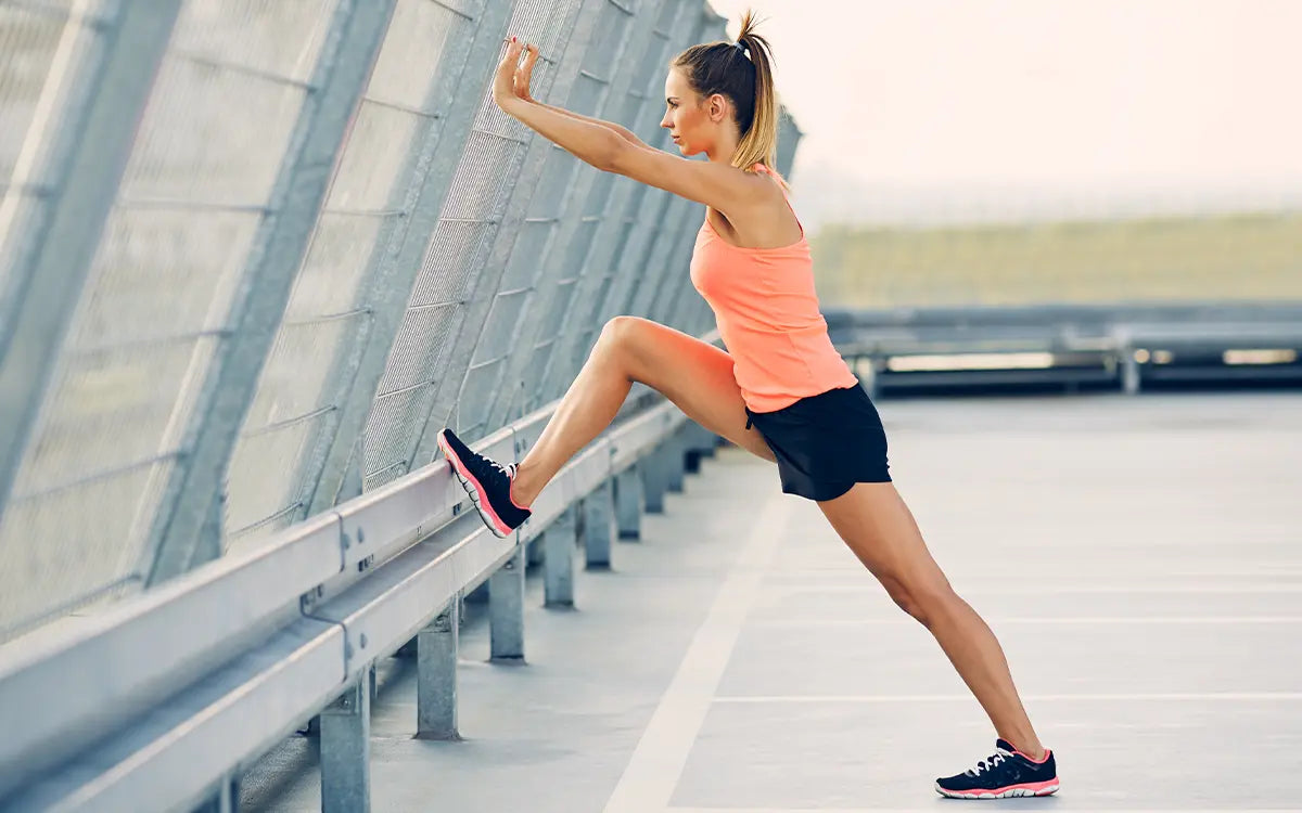 woman stretching outside