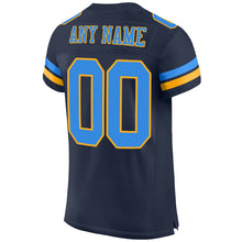 Load image into Gallery viewer, Custom Navy Powder Blue-Gold Mesh Authentic Football Jersey
