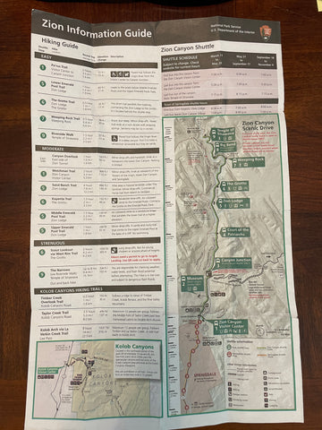 Zion Canyon Scenic Drive Shuttle Map