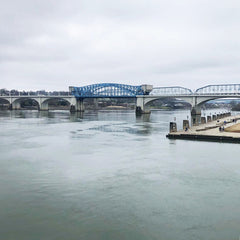 View of Walnut Street Bridge Chattanooga TN Riverwalk Longest Walking Bridge