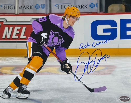 John Marino Signed, Inscribed F*ck Cancer Pittsburgh Penguins 8x10 P –  Sign On Sports