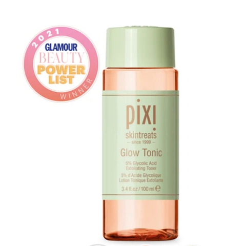 Bottle of Pixi Beauty's Glow Tonic Exfoliating Toner, a 2021 Glamour Beauty Power List Winner, Made in the USA