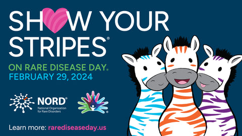Show Your Stripes On Rare Disease Day zebra themed promotional banner by NORD. Learn more at rarediseaseday.us