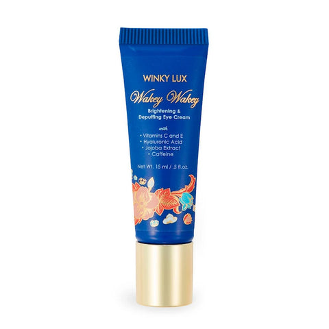 Blue bottle of Winky Lux Wakey Wakey Eye Cream, Made In The USA