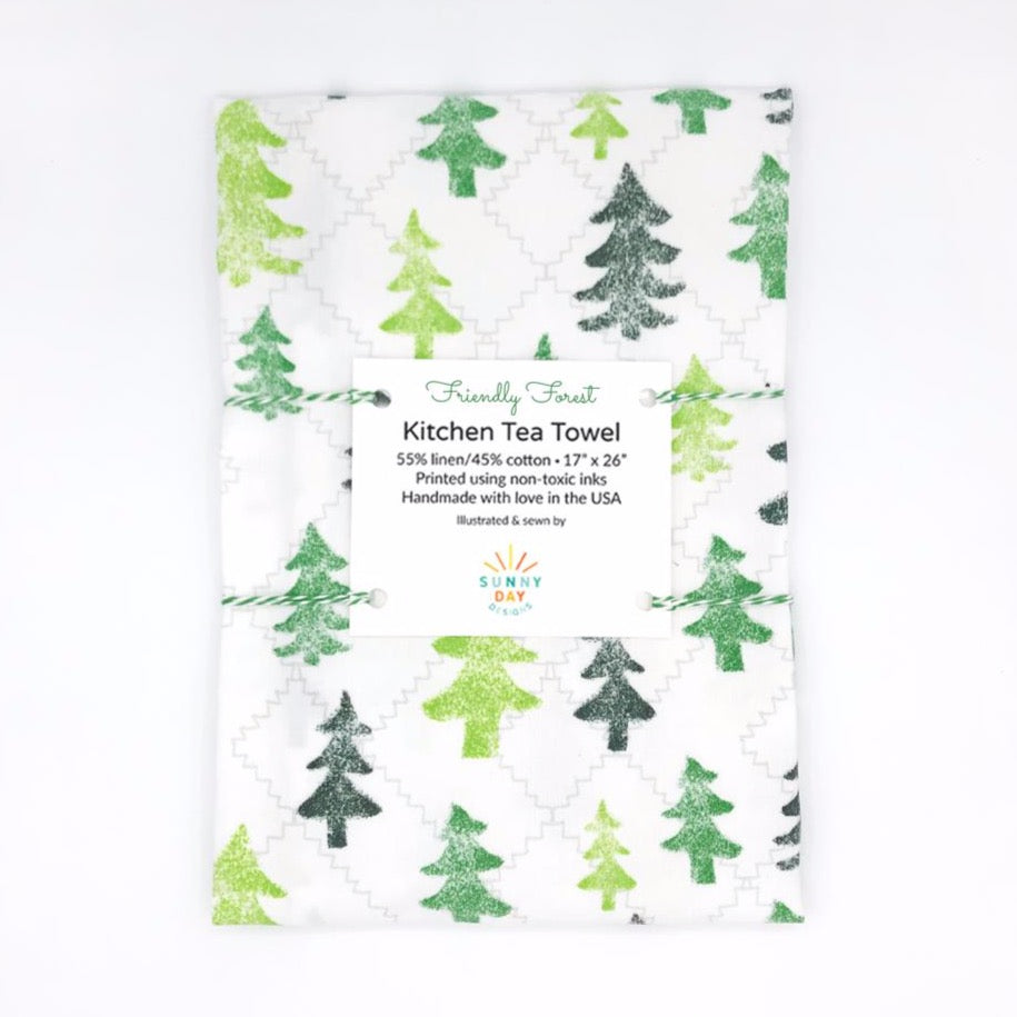 Christmas Tea Towels Set of 2, Candy Cane-Themed & Forest-Themed