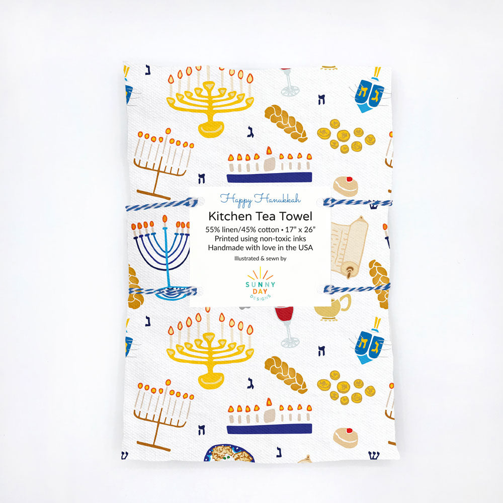 Set of 2 Holiday Tea Towels Featuring Snowflake & Gingerbread Prints