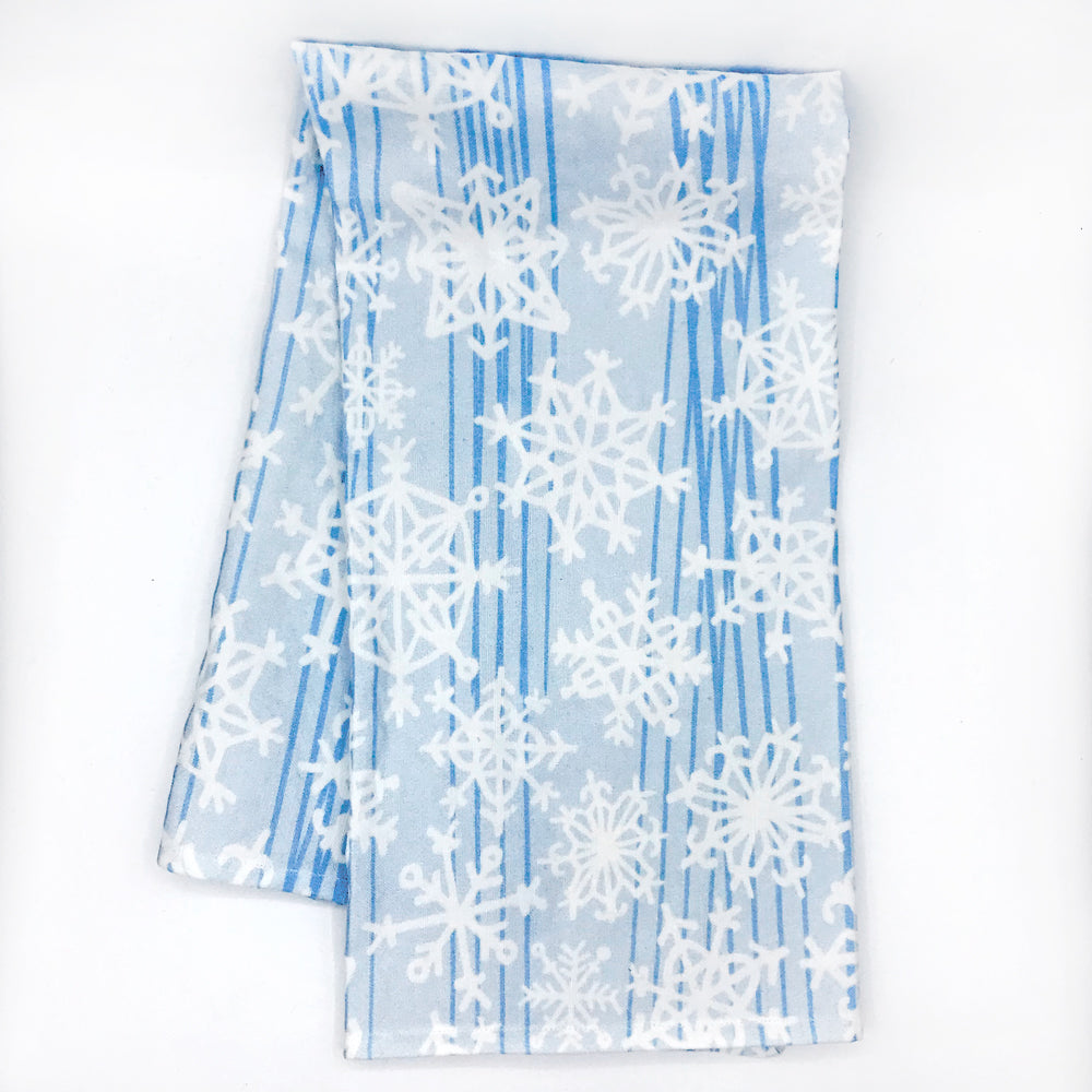 Set of 2 Holiday Tea Towels Featuring Snowflake & Gingerbread Prints