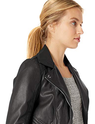 guess women's faux leather zip front scuba jacket