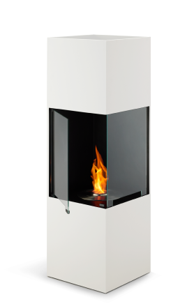 バイオエタノール暖炉「EcoSmart Fire」の新製品「Be」（製品カラーホワイト）の製品画像です。