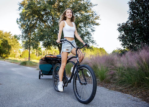 BIKE TRAILER FOR PADDLE BOARD WITH LADY 