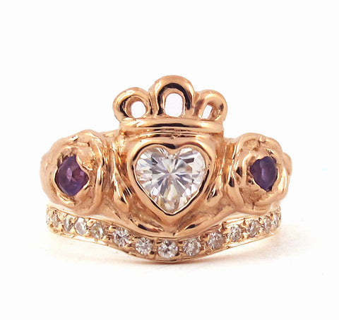 promise ring for her, promise ring, claddagh, celtic, irish, heritage, modern, chunky, rickson jewelry, real, luxury, sterling, gold