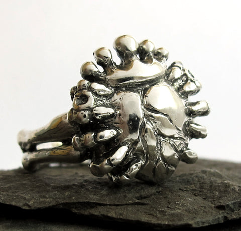 claddagh dark goth skeleton anatomical heart promise ring modern rickson jewelry silver jewelry engagement irish scotish