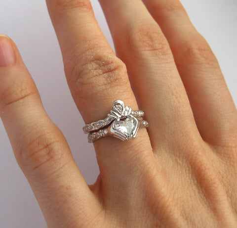 claddagh feminine womens irish promise ring modern rickson jewelry silver engagement Scottish
