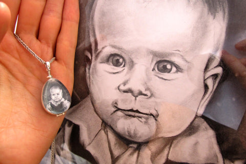 baby, portrait, keepsake, necklace, heirloom, photo necklace, locket