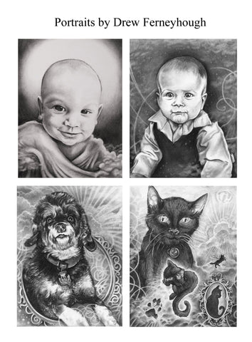 baby, portrait, keepsake, necklace, heirloom, photo necklace, locket, pet portrait, artist, drawing