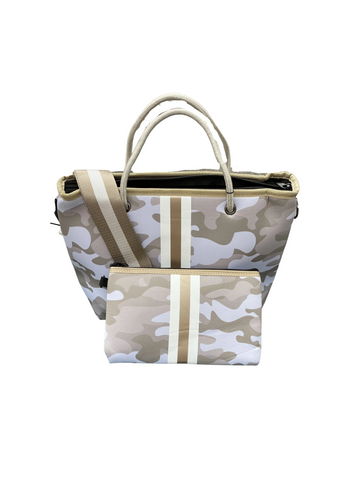 Haute Shore  Camo Neoprene Bucket Bag / Crossbody - Zoe Sahara
