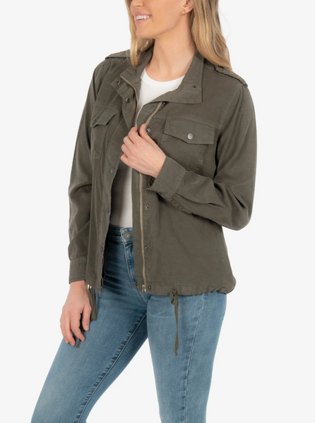 Kut from the Kloth Bri Draw String Utility Jacket in Olive