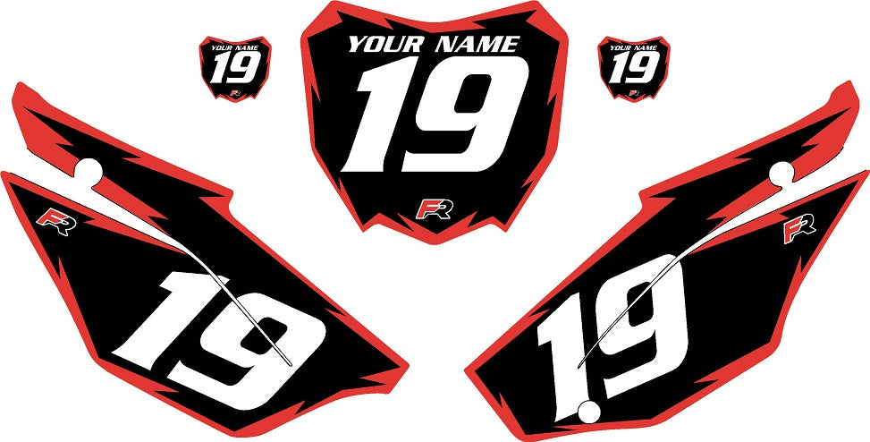 2019-2025 Honda CRF110 Black Pre-Printed Backgrounds - Red Shock by FactoryRide
