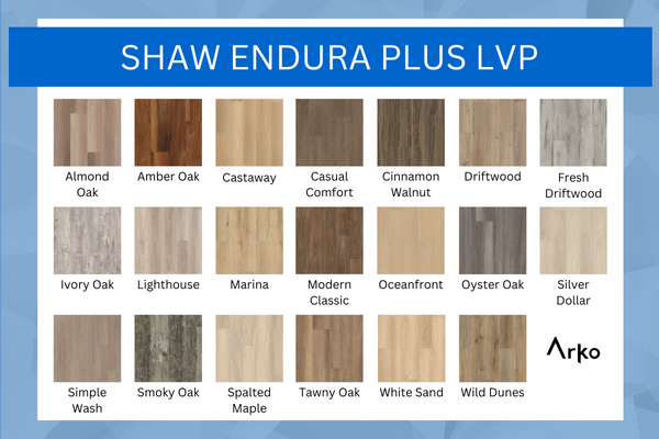 Shaw Endura Plus LVP Color Chart