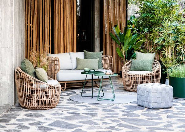 CANE-LINE rattan outdoor sofa set, including 2 seater sofa and 2 lounge chairs
