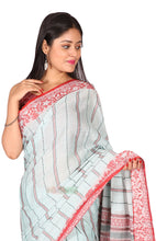 Load image into Gallery viewer, Kantha Stitch Rich Cotton Saree (Sky Blue)
