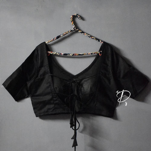 Churi : Full Sleeve Cotton Printed Black Blouse – Indostrings