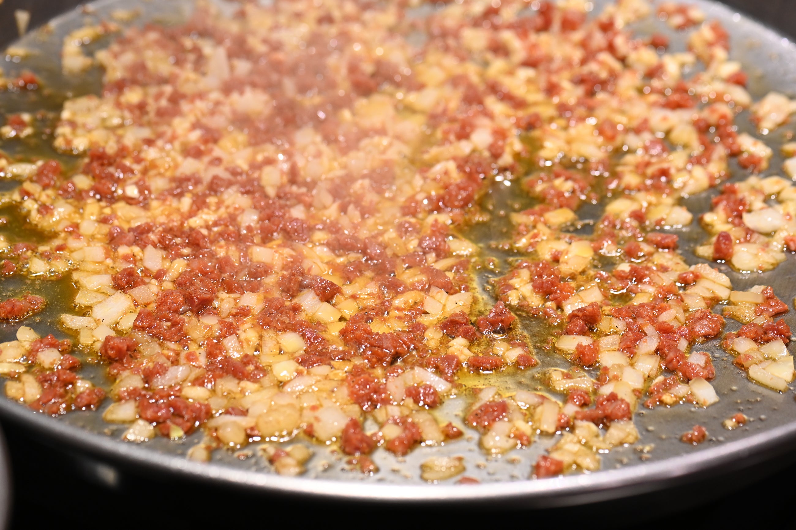 paella base in a paella pan