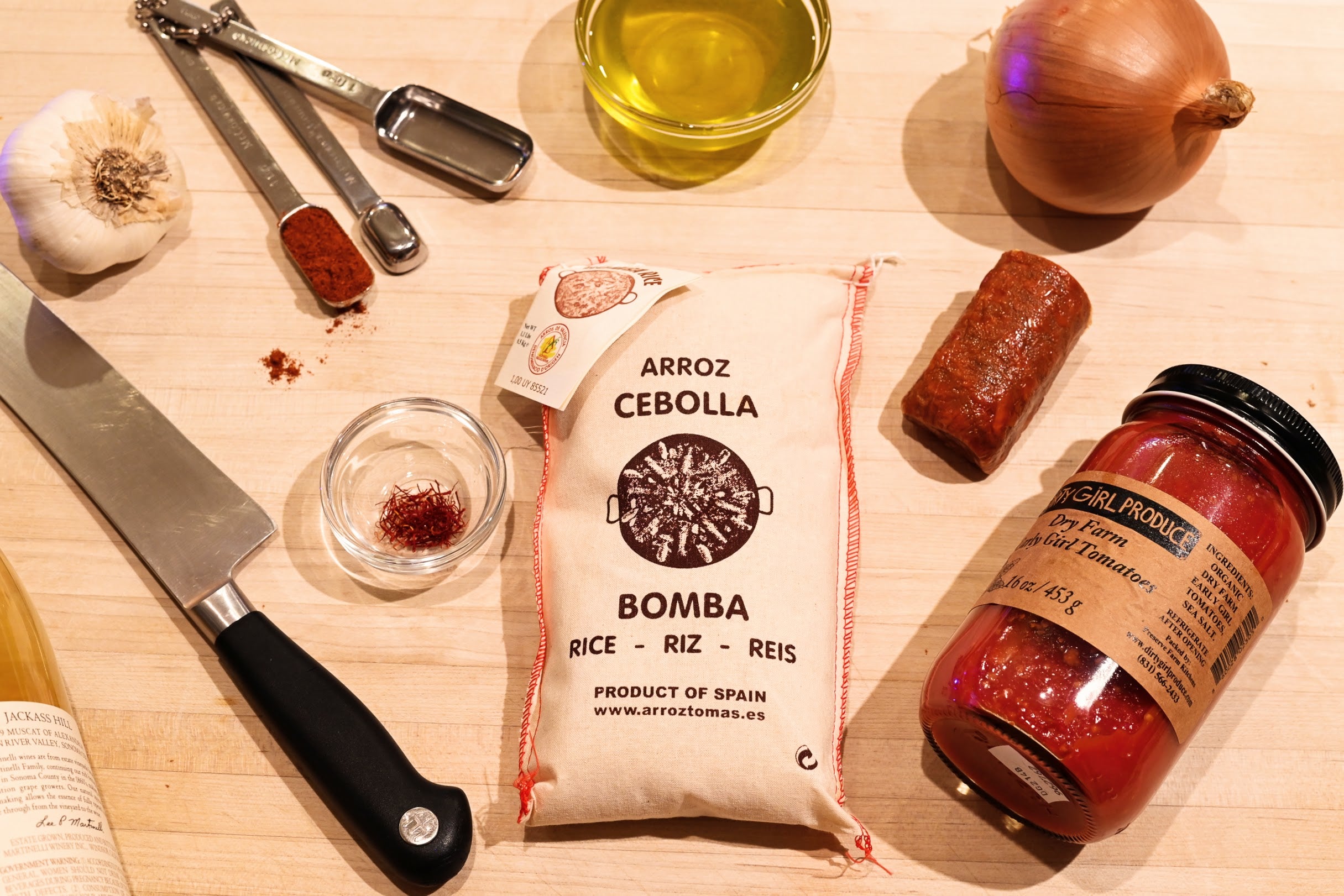 four star paella kit ingredients on a cutting board