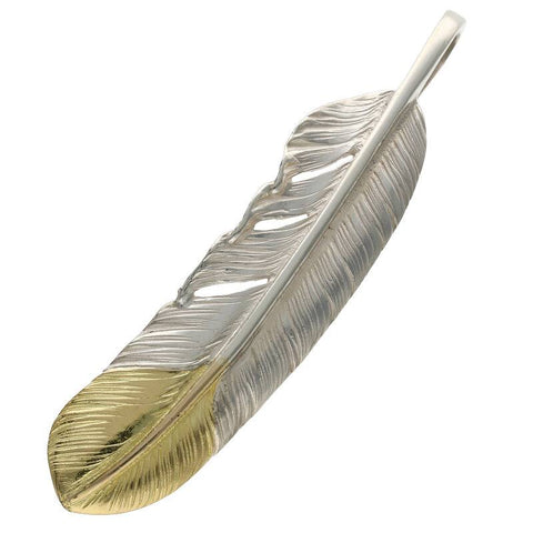 extra large Silver feather with K18 Gold metal facing right