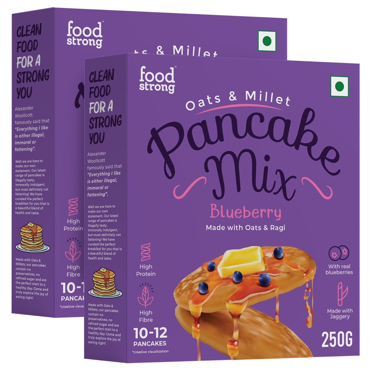 Oats & Millet Pancake Mix (Blueberry) (2 x 250g) - foodstrong product image