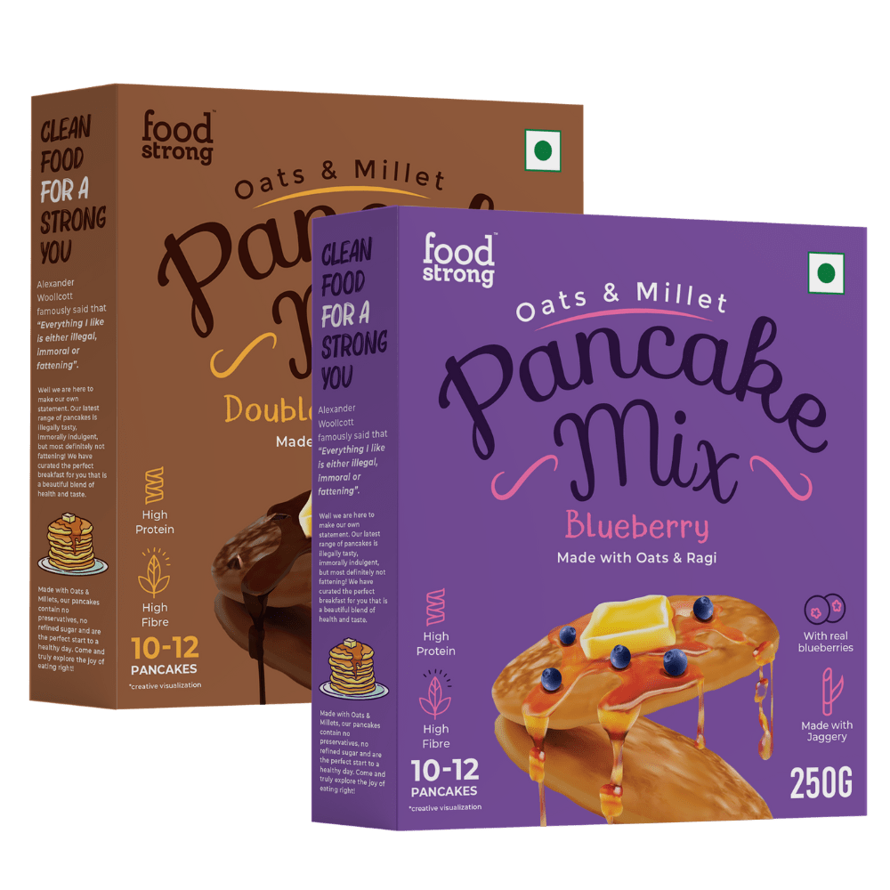 Oats & Millet Pancake Mix (Blueberry & Double Choco Chip) (2 x 250g) - foodstrong product image