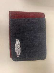 Men's Red & Gray Polyester Bifold Wallet, Billfold Wallet